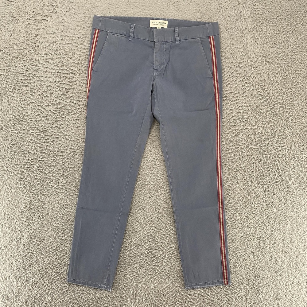 Nili Lotan Chino Pants Womens 0 East Hampton Slim Side Stripe Ankle Slouchy